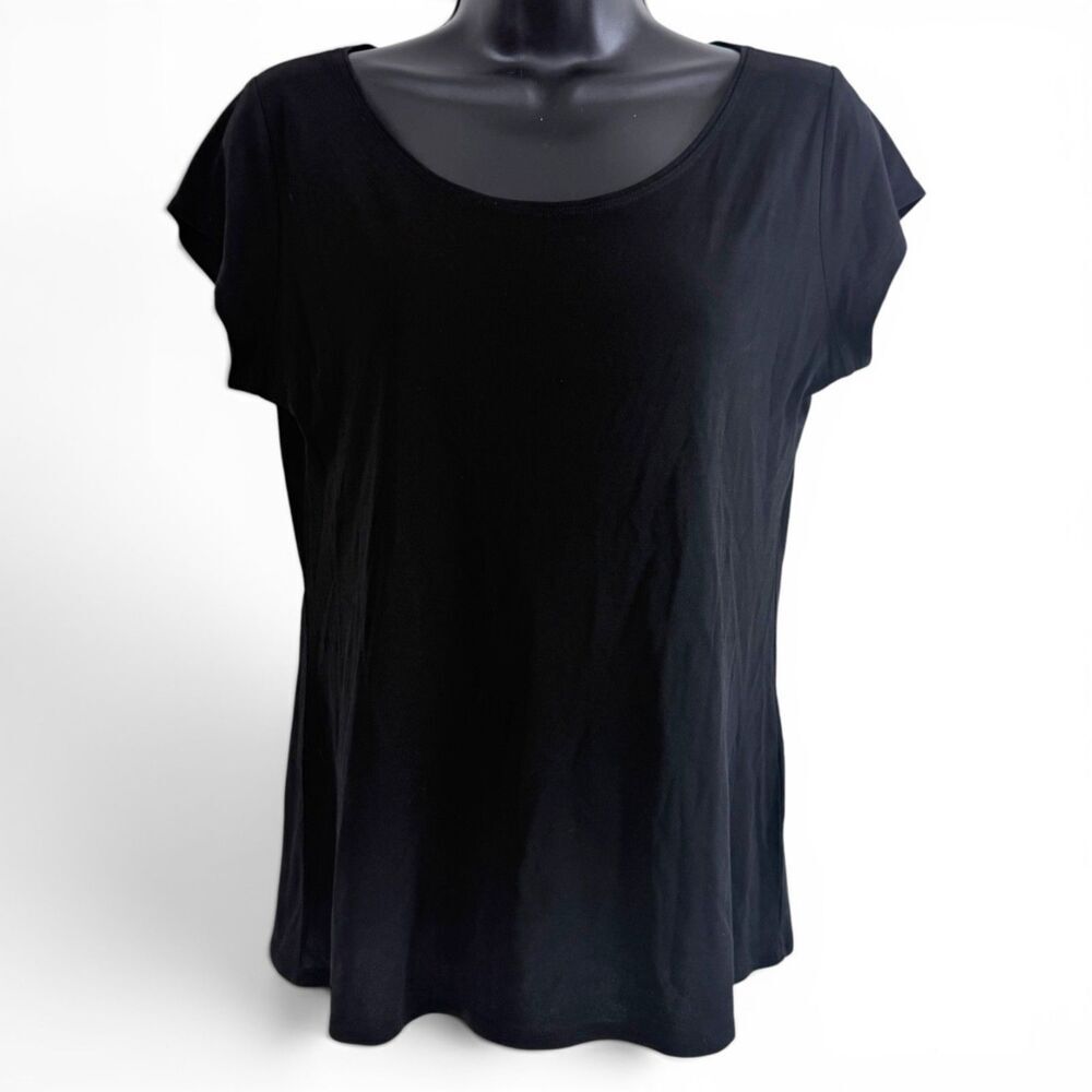 eileen fisher silk short sleeve tunic quiet luxury old money black women's top s